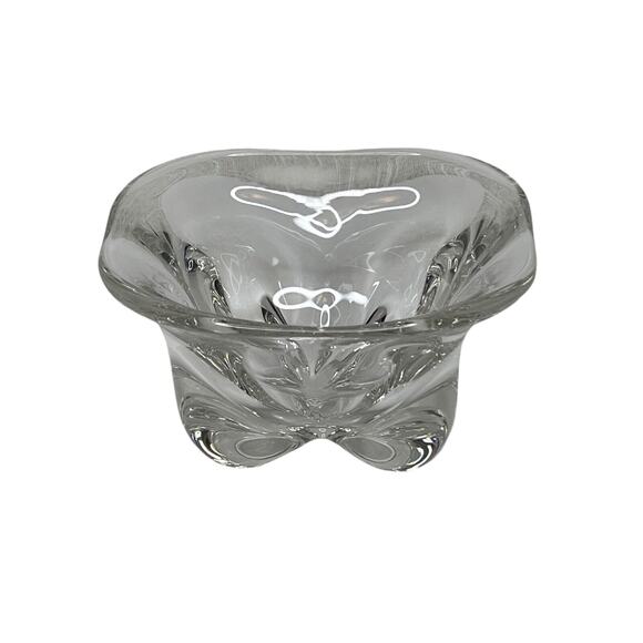 Vintage MCM Swedish Style Crystal Candy Dish Bowl Classic Cross Foot Design - Picture 2 of 12